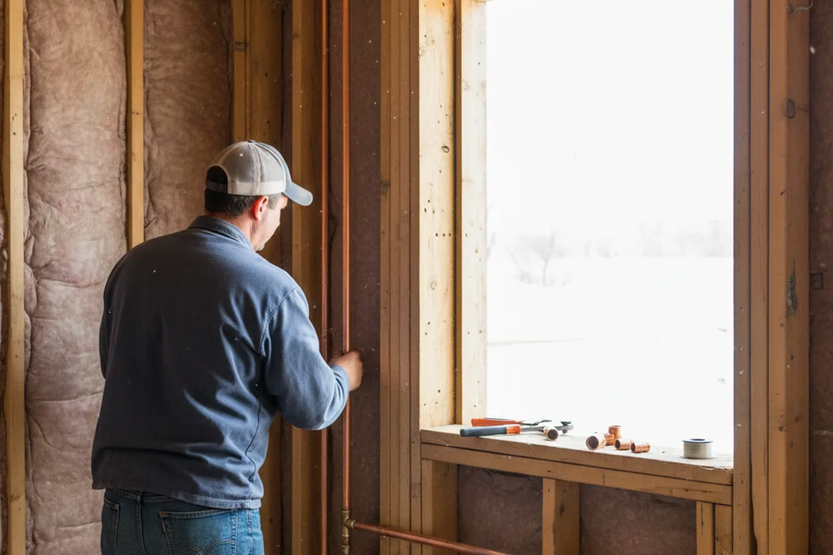 Licensed plumber running new copper supply lines in a Warrensburg home