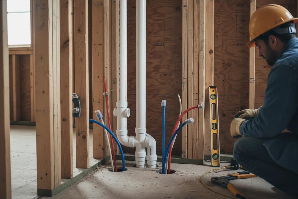 Drain and supply rough-in during Drain Cleaning in Warrensburg