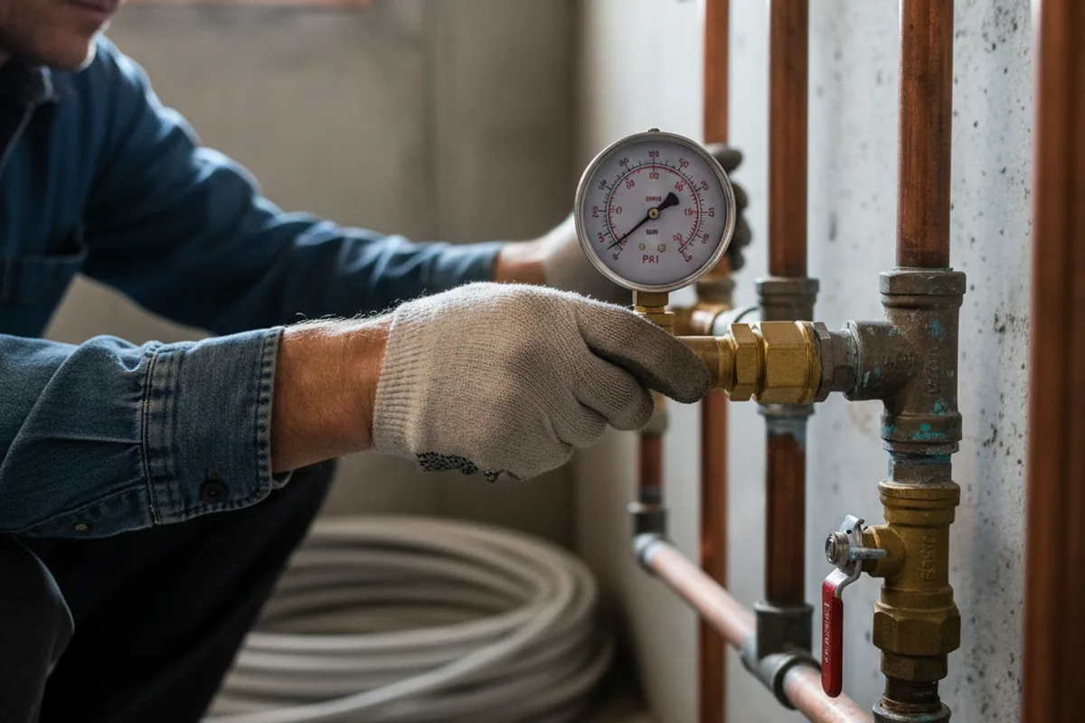 Pressure testing a repaired line during Water Line Repair in Warrensburg